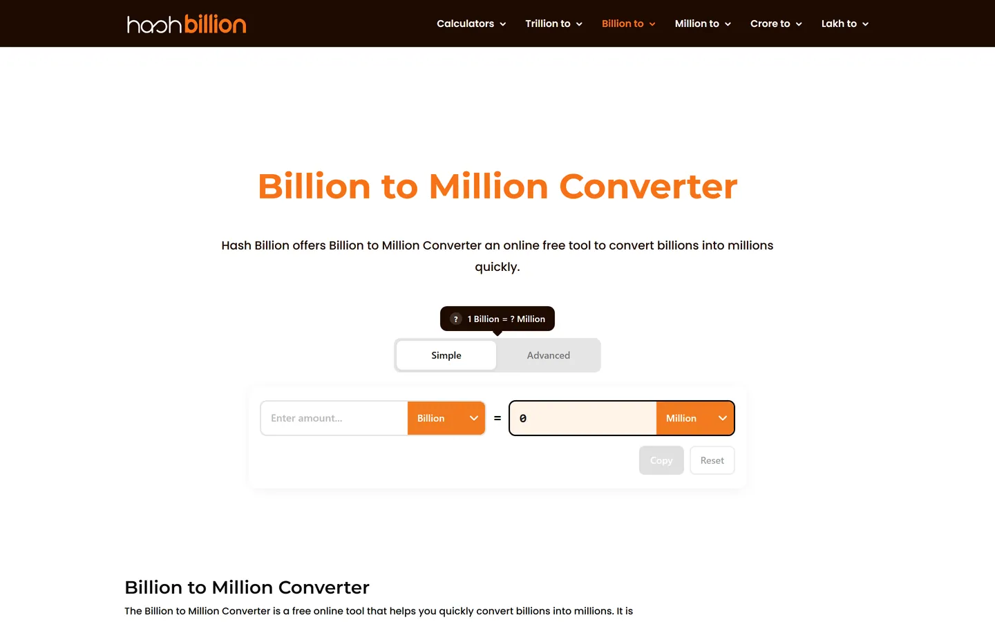 Hash Billion website