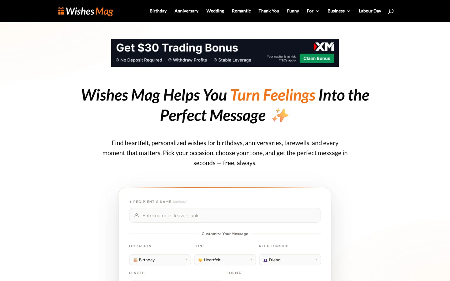 Wishes Mag website